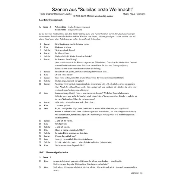 Produktbild des Artikels Suleilas erste Weihnacht (Szenentexte) (Noten - Download)