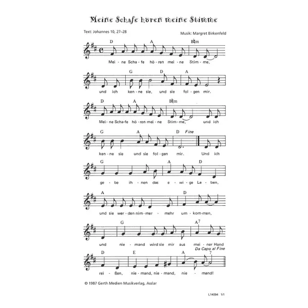 Produktbild des Artikels Meine Schafe hören meine Stimme (Noten - Download)