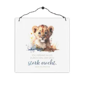 Produktbild des Artikels Holzschild quadratisch - Ich vermag alles (Löwe) ()