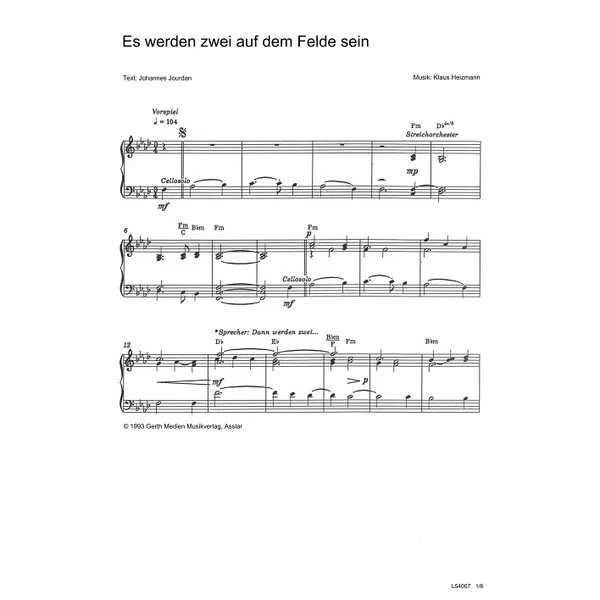 Produktbild des Artikels Es werden zwei auf dem Felde sein (Noten - Download)