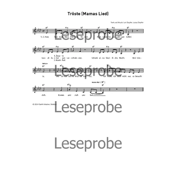 Produktbild des Artikels Tröste (Mamas Lied) (Noten - Download)