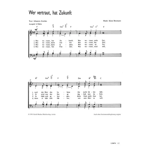 Produktbild des Artikels Wer vertraut, hat Zukunft (Noten - Download)
