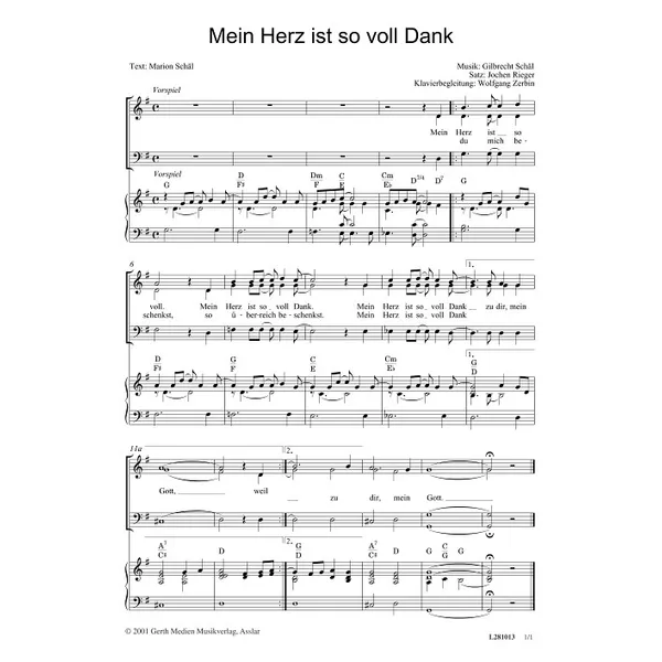 Produktbild des Artikels Mein Herz ist so voll Dank (Noten - Download)