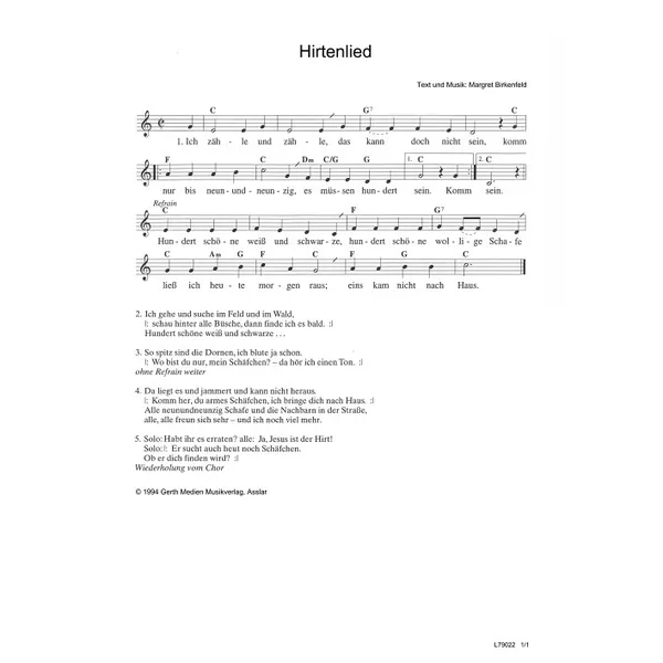 Produktbild des Artikels Hirtenlied (Noten - Download)
