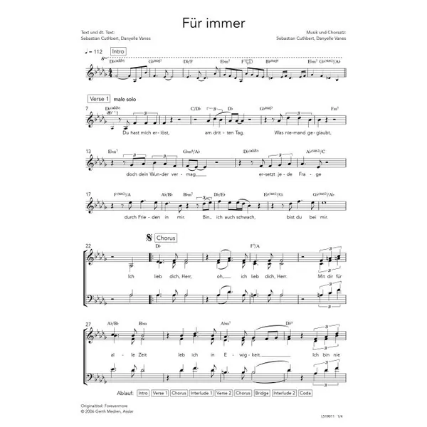 Produktbild des Artikels Für immer (Noten - Download)