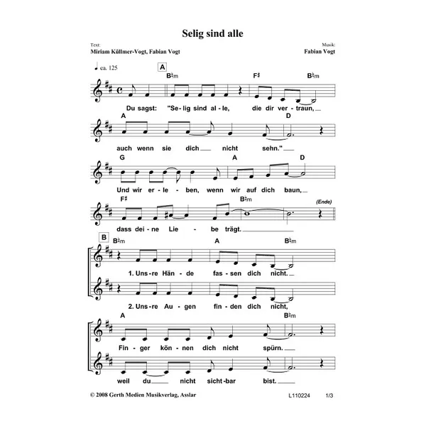 Produktbild des Artikels Selig sind alle (Noten - Download)