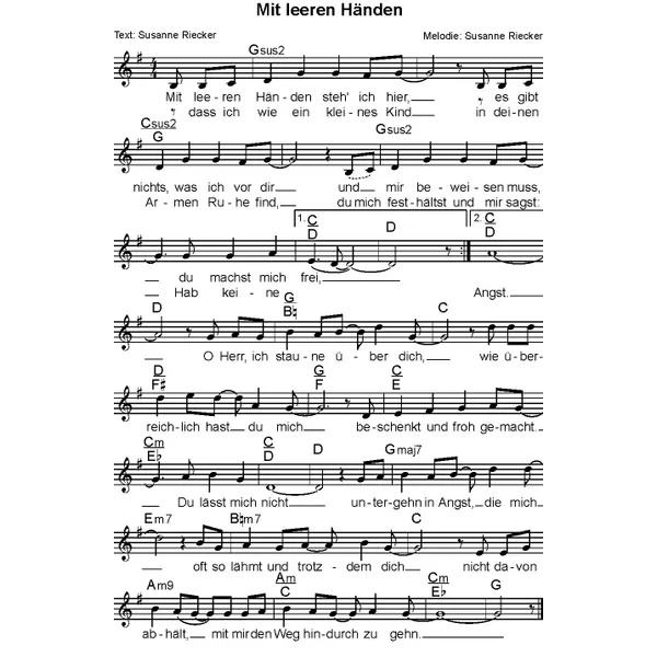 Produktbild des Artikels Mit leeren Händen (Noten - Download)