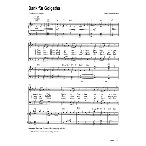 Produktbild des Artikels Dank für Golgatha (Noten - Download)