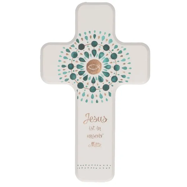 Produktbild des Artikels Holzkreuz für Kinder "Jesus ist in unserer Mitte" ()