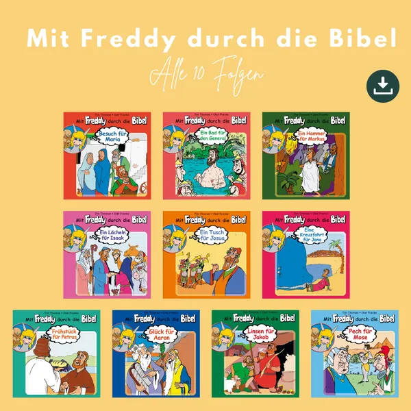 Produktbild des Artikels Mit Freddy durch die Bibel - alle 10 Folgen (MP3-Hörspiel - Download)