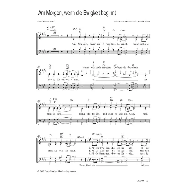 Produktbild des Artikels Am Morgen, wenn die Ewigkeit beginnt (Noten - Download)