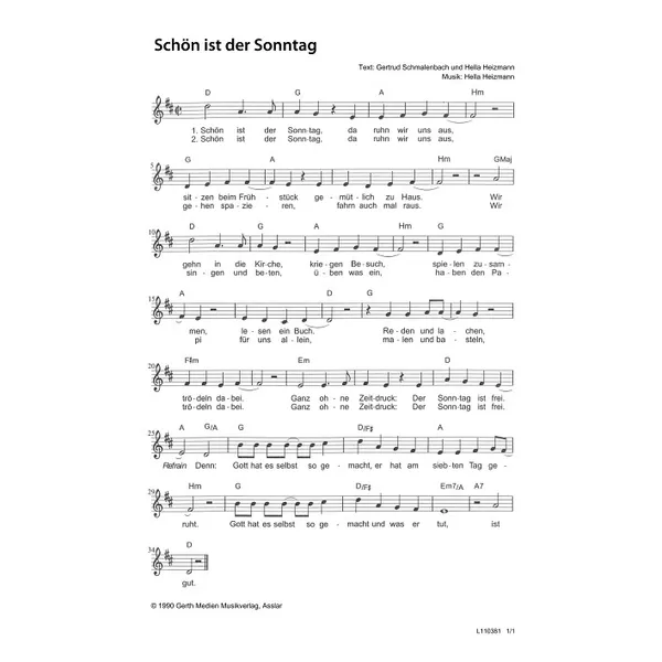 Produktbild des Artikels Schön ist der Sonntag (Noten - Download)
