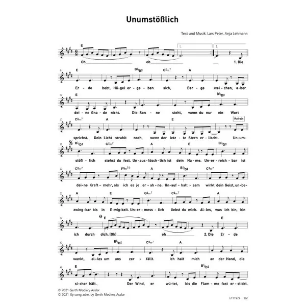 Produktbild des Artikels Unumstößlich (Noten - Download)