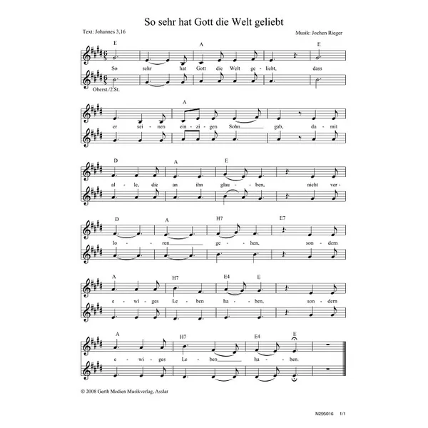 Produktbild des Artikels So sehr hat Gott die Welt geliebt (Noten - Download)
