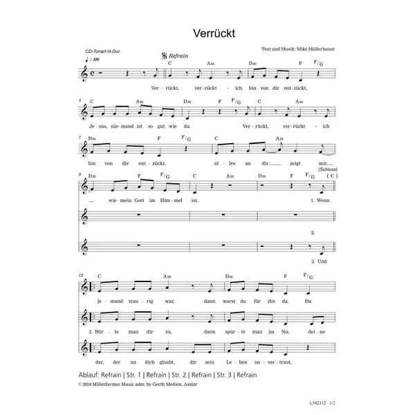 Produktbild des Artikels Verrückt (Noten - Download)