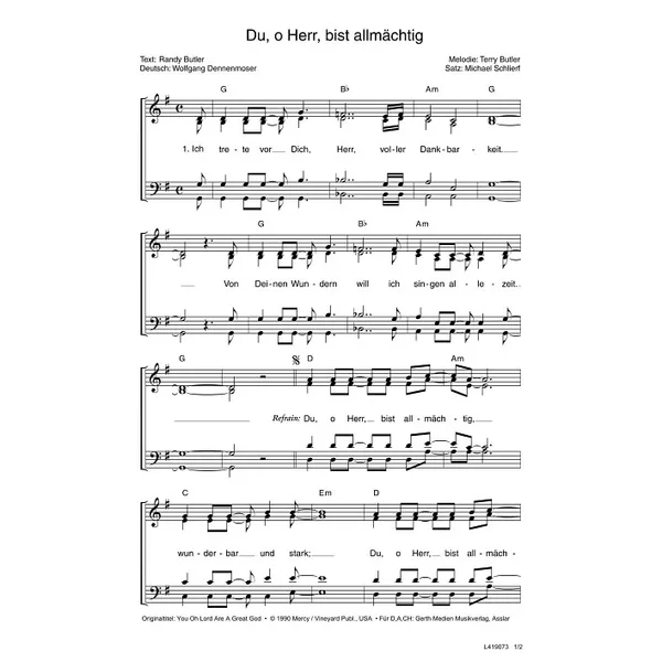 Produktbild des Artikels Du, o Herr, bist allmächtig (Noten - Download)