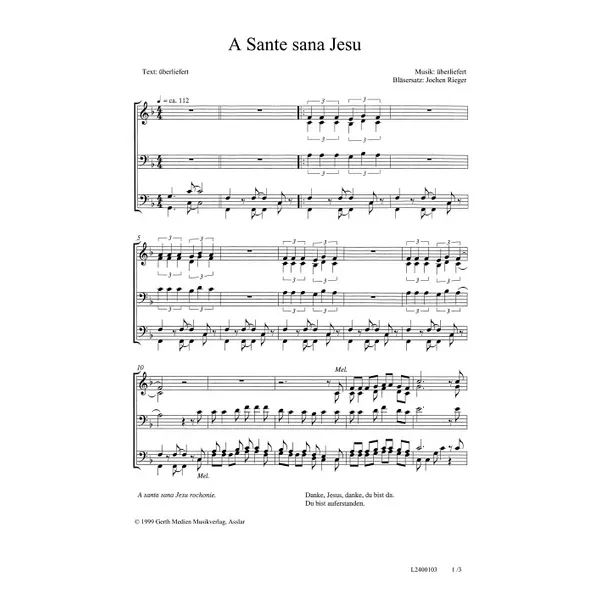 Produktbild des Artikels A Sante Sana Jesu (Noten - Download)