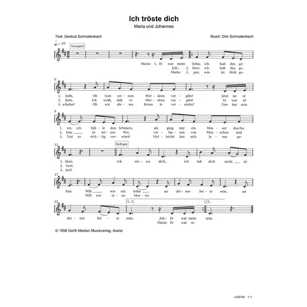 Produktbild des Artikels Ich tröste dich (Noten - Download)