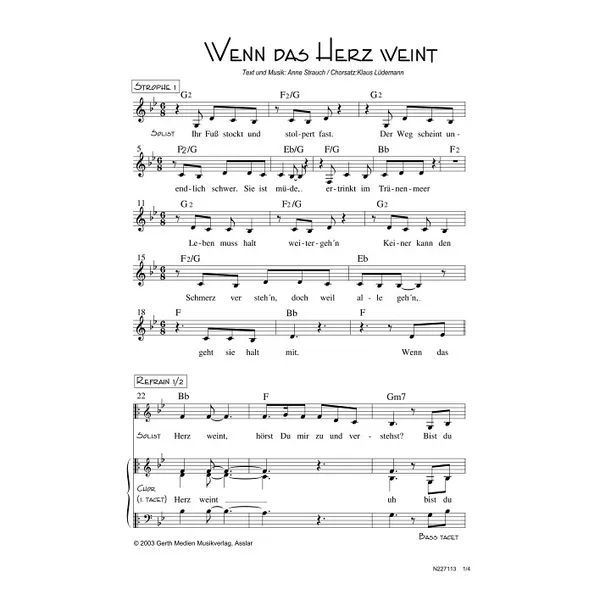 Produktbild des Artikels Wenn das Herz weint (Noten - Download)