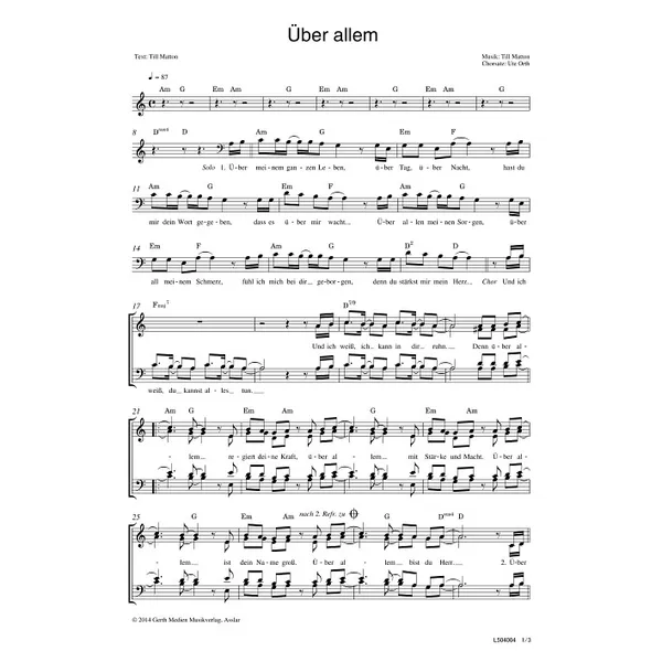 Produktbild des Artikels Über allem (Noten - Download)