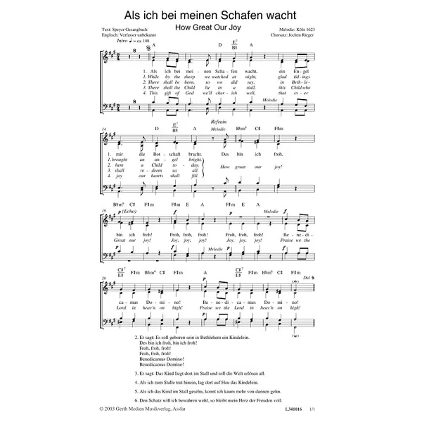 Produktbild des Artikels Als ich bei meinen Schafen wacht (Noten - Download)