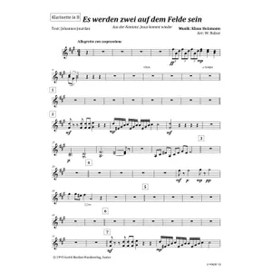 Produktbild des Artikels Es werden zwei auf dem Felde sein (Klarinette in B) (Noten - Download)