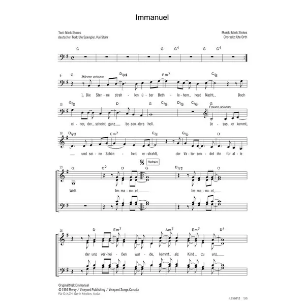 Produktbild des Artikels Immanuel (Noten - Download)