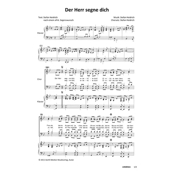 Produktbild des Artikels Der Herr segne dich (Noten - Download)