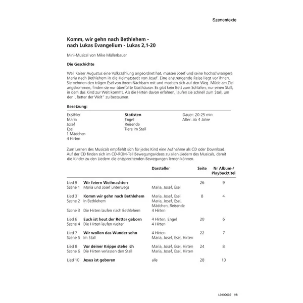 Produktbild des Artikels Komm, wir gehn nach Bethlehem (Szenentexte) (Noten - Download)