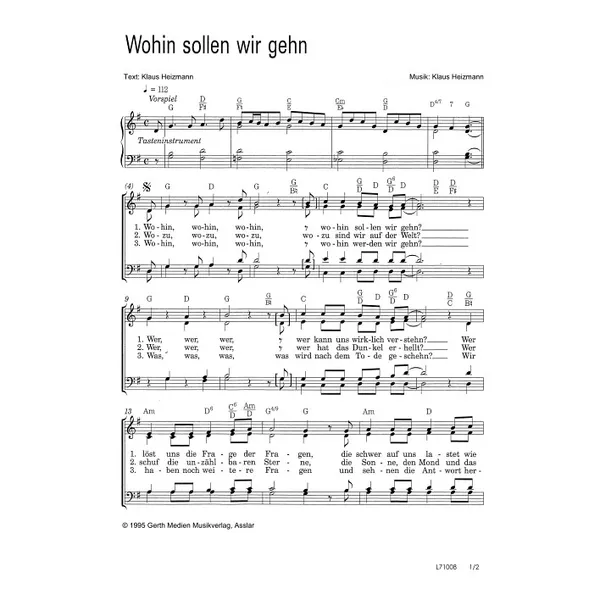 Produktbild des Artikels Wohin sollen wir gehn (Noten - Download)