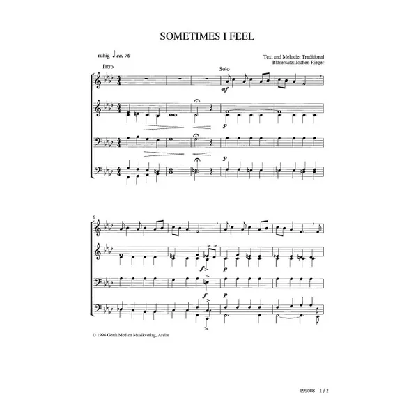 Produktbild des Artikels Sometimes I Feel Like A Motherless Child (Noten - Download)