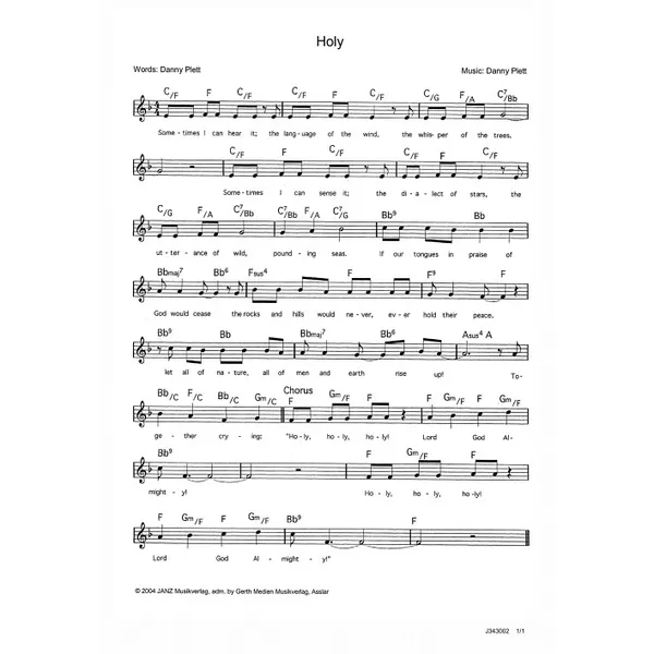 Produktbild des Artikels Holy (Noten - Download)