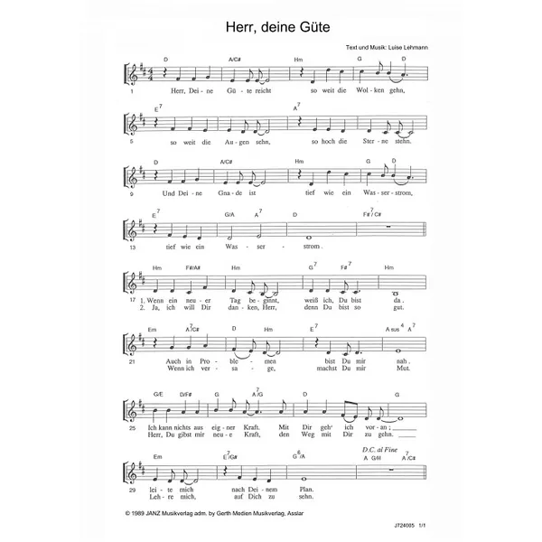 Produktbild des Artikels Herr, deine Güte (Noten - Download)