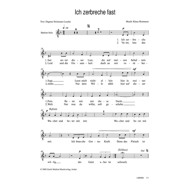 Produktbild des Artikels Ich zerbreche fast (Noten - Download)