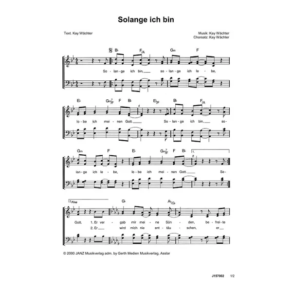 Produktbild des Artikels Solange ich bin (Noten - Download)