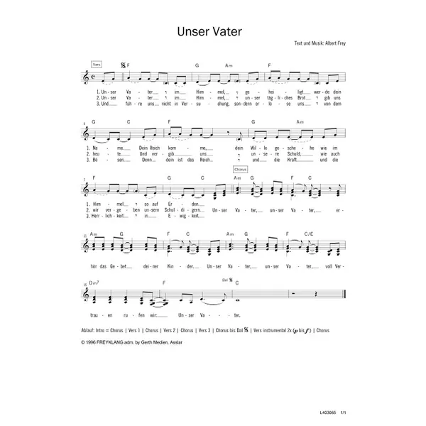 Produktbild des Artikels Unser Vater (Noten - Download)