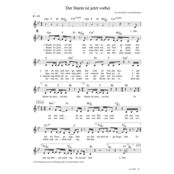 Produktbild des Artikels Der Sturm ist jetzt vorbei (Noten - Download)