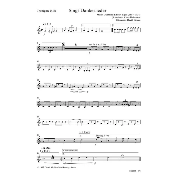 Produktbild des Artikels Singt Dankeslieder (Trompete 2) (Noten - Download)