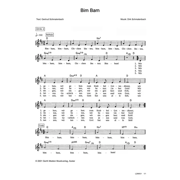 Produktbild des Artikels Bim Bam (Noten - Download)