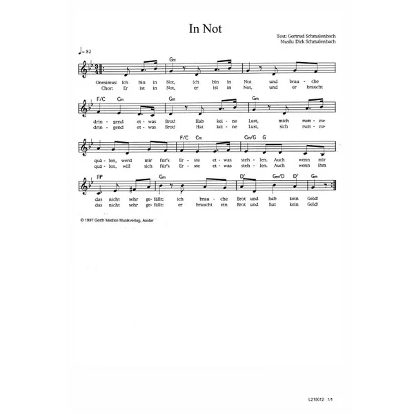 Produktbild des Artikels In Not (Noten - Download)