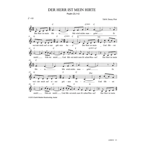 Produktbild des Artikels Der Herr ist mein Hirte (Noten - Download)