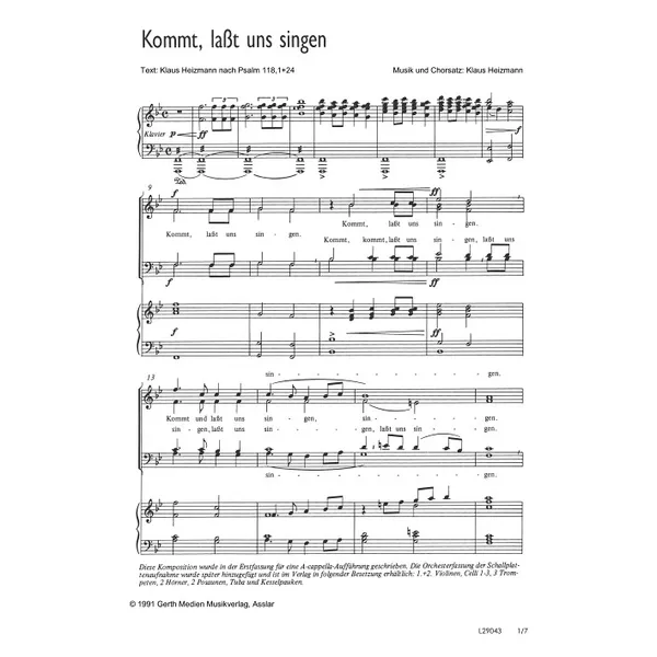 Produktbild des Artikels Kommt, lasst uns singen (Noten - Download)