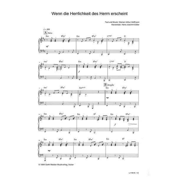 Produktbild des Artikels Wenn die Herrlichkeit des Herrn erscheint (Noten - Download)