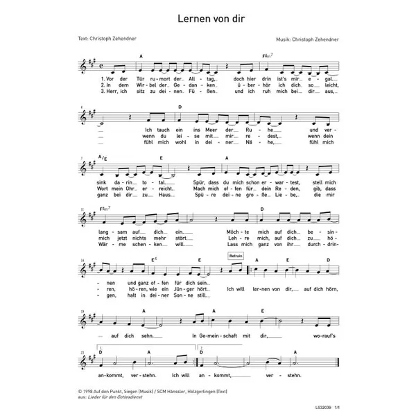 Produktbild des Artikels Lernen von dir (Noten - Download)