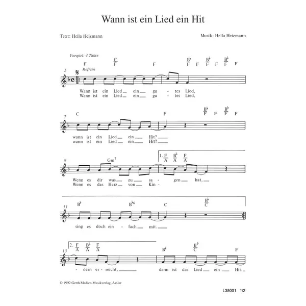 Produktbild des Artikels Wann ist ein Lied ein Hit (Noten - Download)