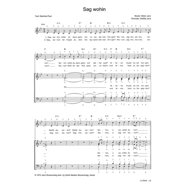 Produktbild des Artikels Sag wohin (Noten - Download)