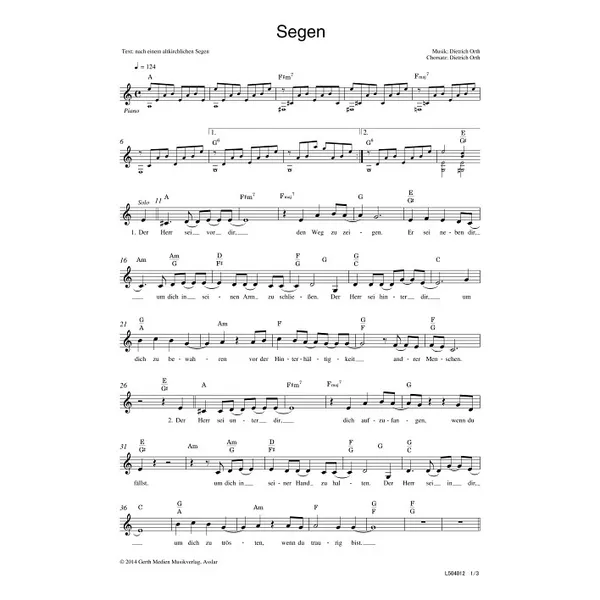 Produktbild des Artikels Segen (Noten - Download)