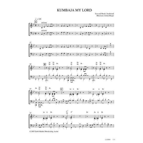 Produktbild des Artikels Kumbaya My Lord (Noten - Download)