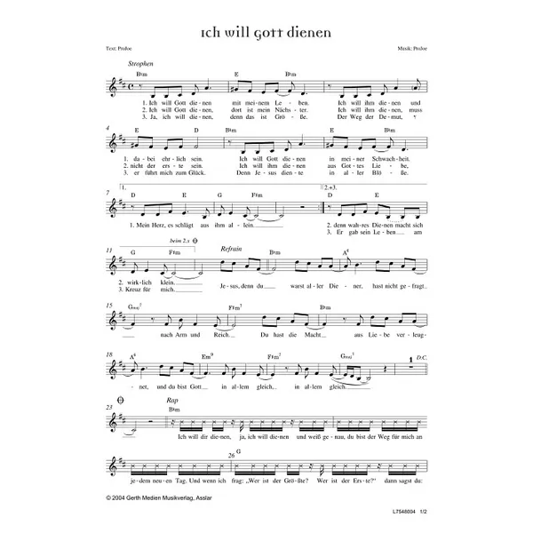 Produktbild des Artikels Ich will Gott dienen (Noten - Download)