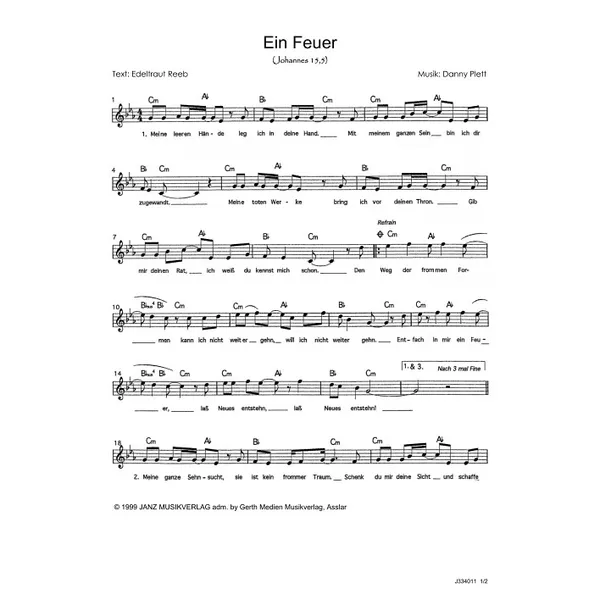 Produktbild des Artikels Ein Feuer (Noten - Download)